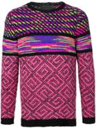 The Elder Statesman Cashmere Mixed Pattern Knitted Jumper - Pink