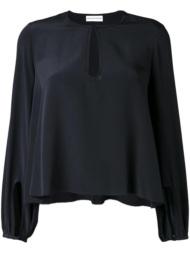 Scanlan Theodore 'cdc' Picot Cropped Blouse, Women's, Size: 8, Black, Silk