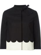 Red Valentino Scallop Detail Jacket, Women's, Size: 42, Black, Cotton/spandex/elastane/polyester/acetate