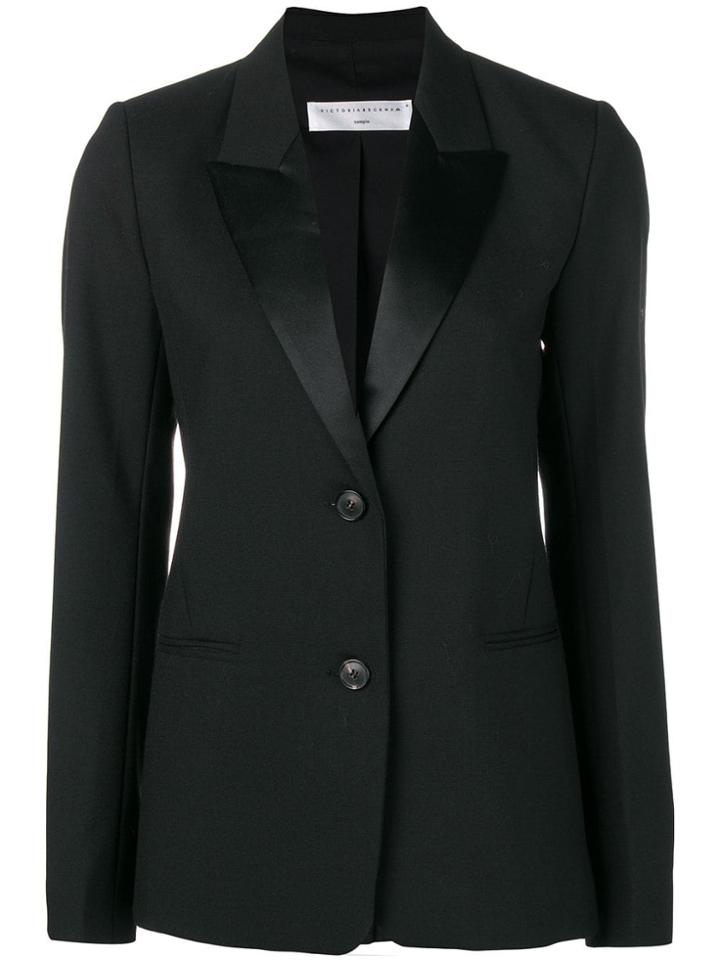 Victoria Beckham Satin Trim Blazer - Black