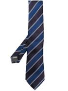 Canali Wide Stripe Tie - Blue