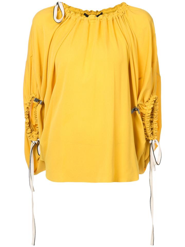 Derek Lam Balloon Blouse With Drawstring Detail - Yellow & Orange