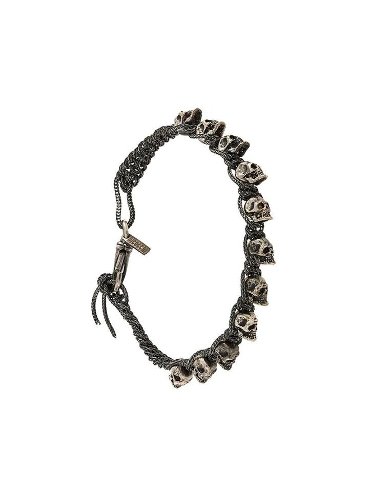 Emanuele Bicocchi Skulls Bracelet, Men's, Size: Large, Grey