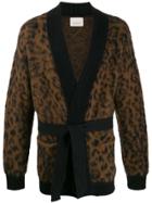 Laneus Leopard-print Belted Cardigan - Brown