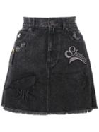 Marc Jacobs Patched Denim Skirt, Women's, Size: 29, Black, Cotton