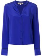 Dvf Diane Von Furstenberg Contrast Collar V-neck Shirt - Blue