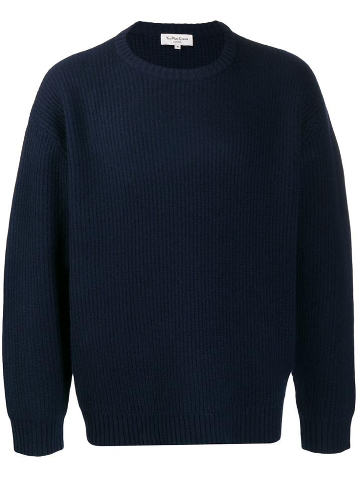 Ymc Bash Street Rib-knit Sweater - Blue