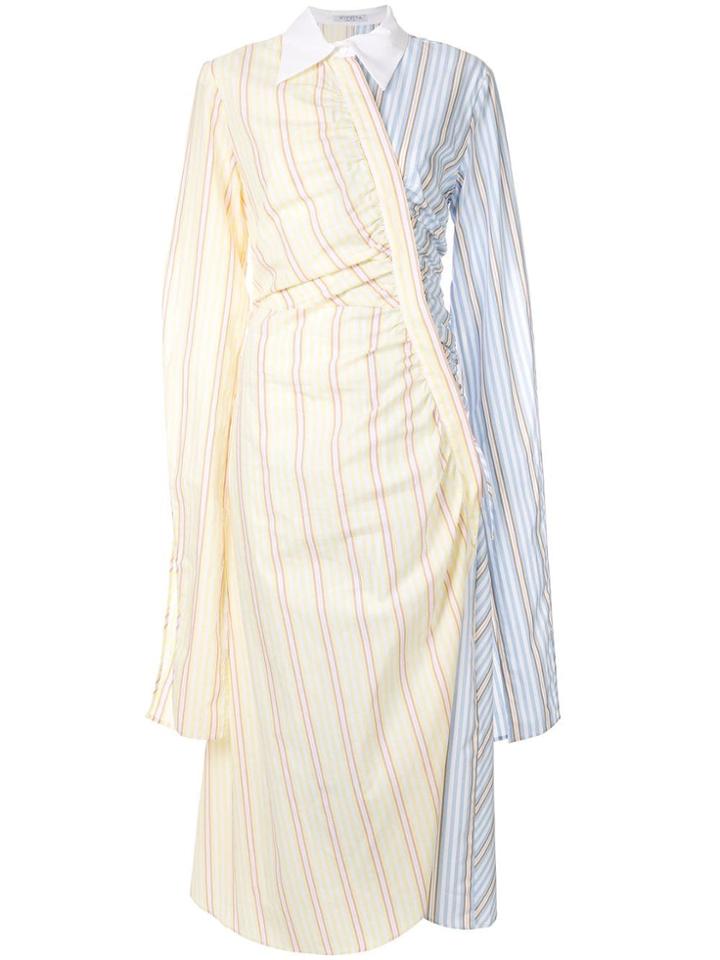 Vivetta Gathered Contrast Print Dress - Yellow