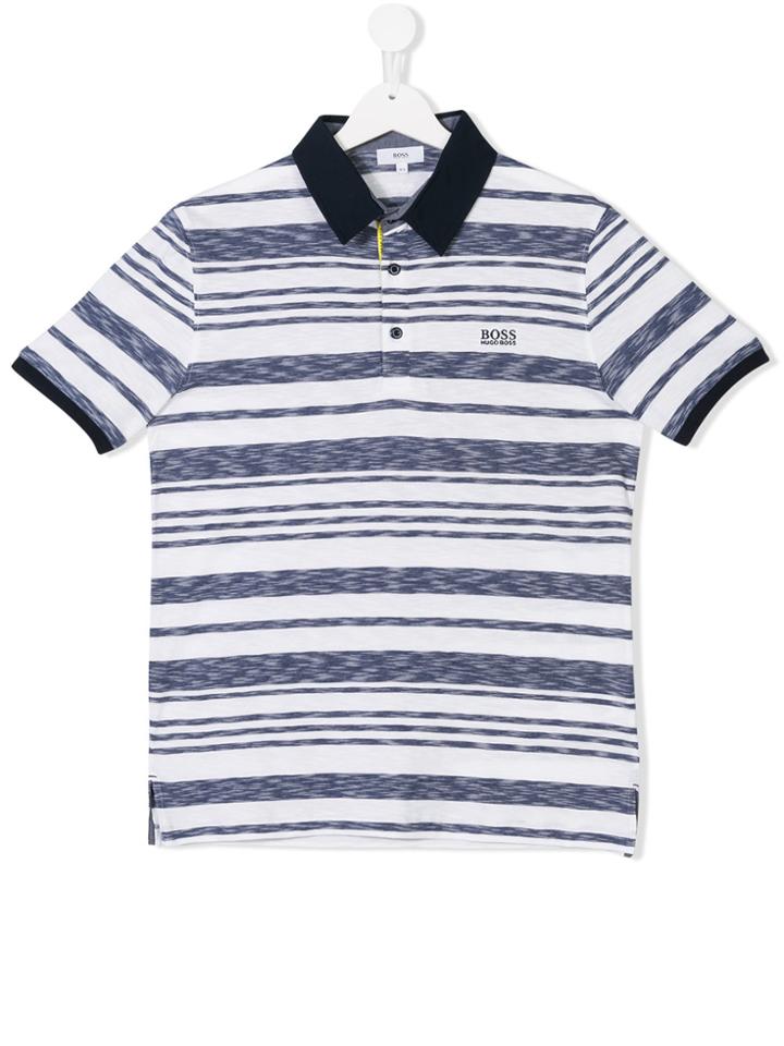 Boss Kids Striped Polo Shirt - Blue