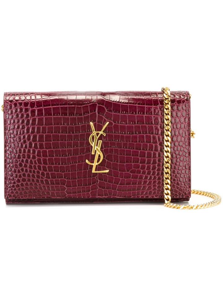 Saint Laurent Medium 'kate Monogram' Shoulder Bag, Women's, Pink/purple