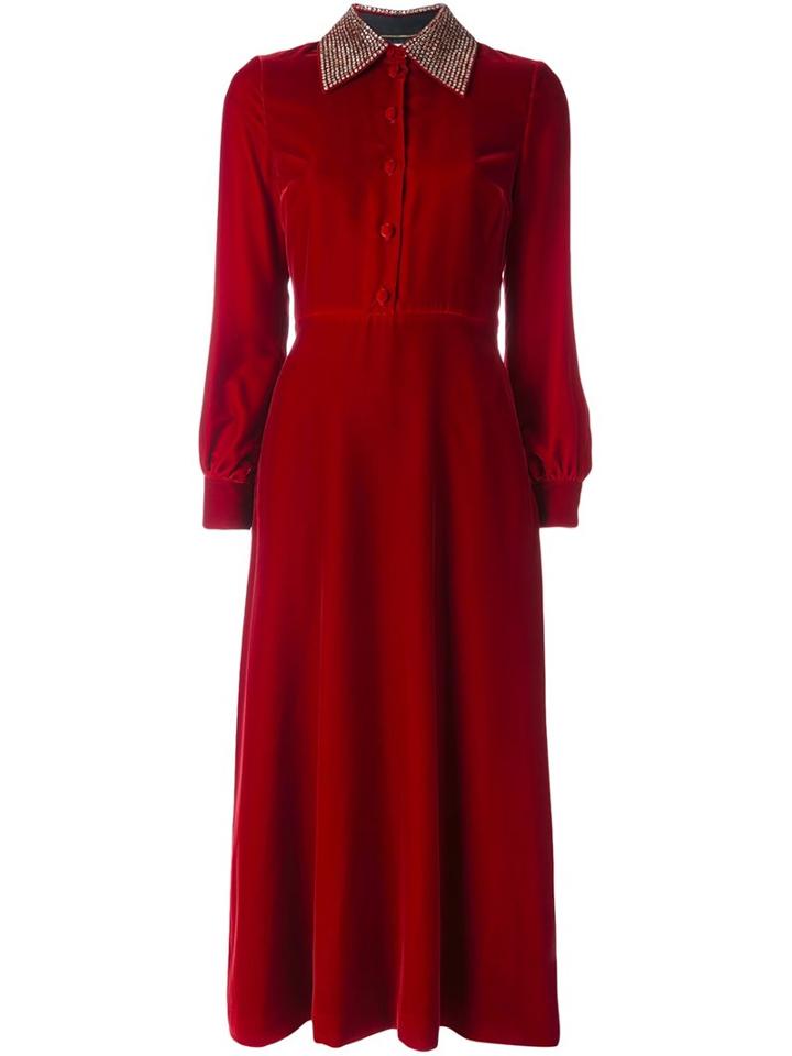 Saint Laurent Velvet Midi Shirt Dress