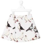 Etiket Pigeon Print Skirt, Girl's, Size: 12 Yrs, White