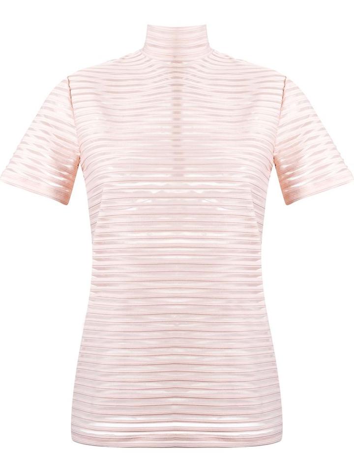 Reinaldo Lourenço High Neck Sheer Striped Blouse