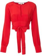 Diane Von Furstenberg Tie Waist Cropped Blouse - Red