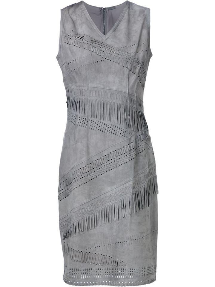 Elie Tahari Fringed Lambskin Dress
