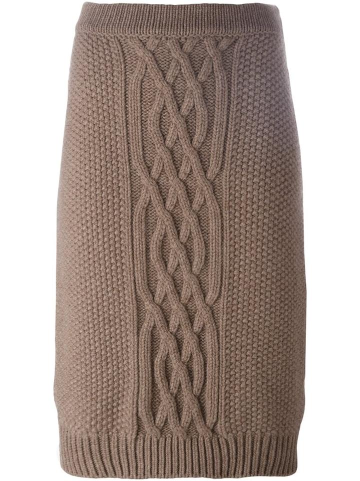 Agnona Knitted Skirt, Women's, Size: 40, Brown, Cashmere/wool