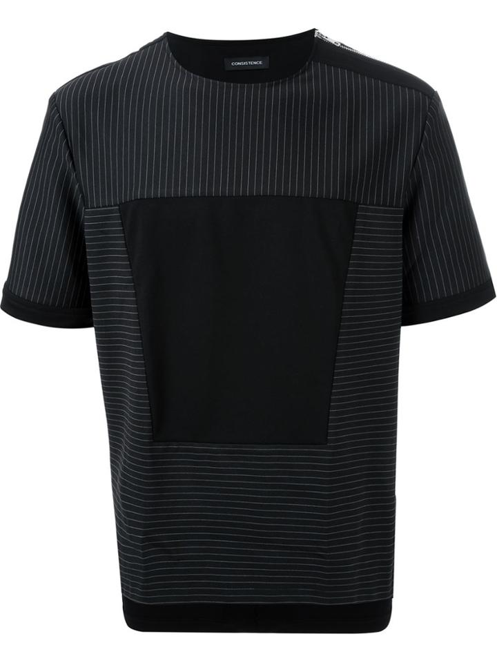Consistence Striped Panel T-shirt - Black
