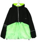Cinzia Araia Kids Teen Hooded Faux-fur Panel Jacket - Black
