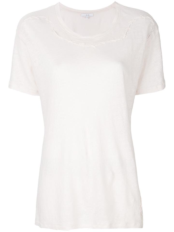 Iro Distressed Linen T-shirt - Pink & Purple