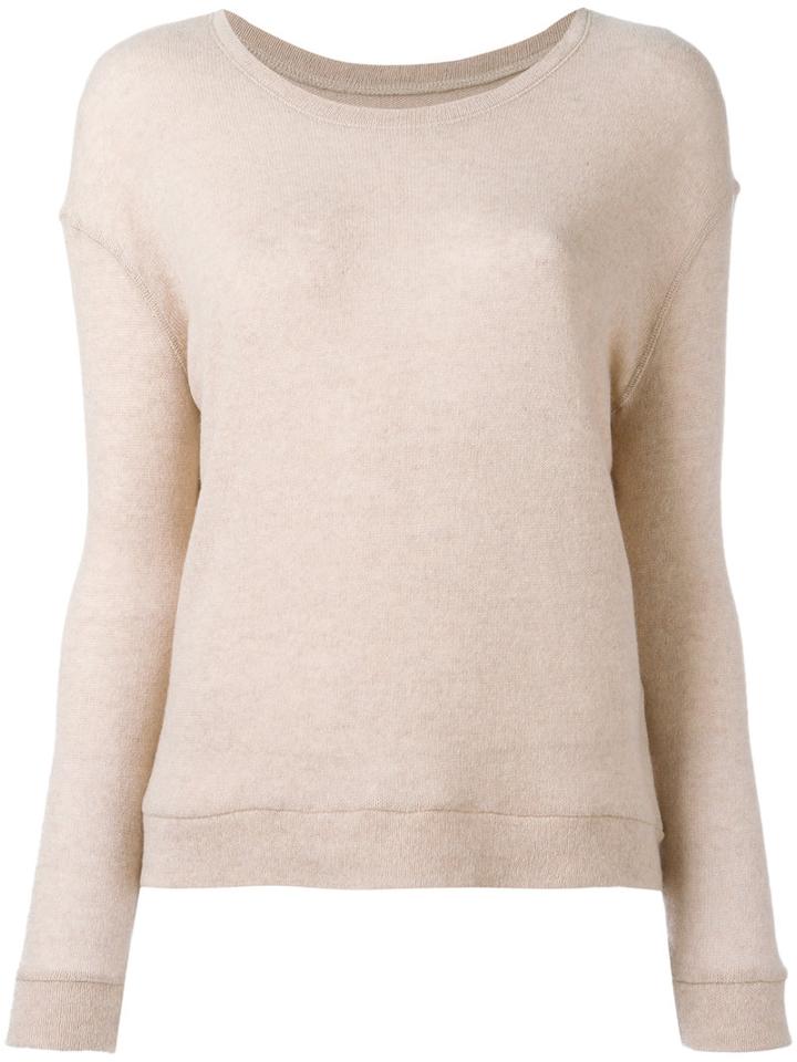 Majestic Filatures Ribbed Trim Jumper, Women's, Size: 3, Nude/neutrals, Cashmere/merino