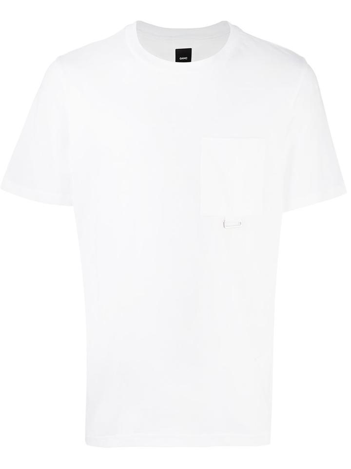 Oamc Buckle Detailing Pocket T-shirt, Men's, Size: Medium, White, Cotton