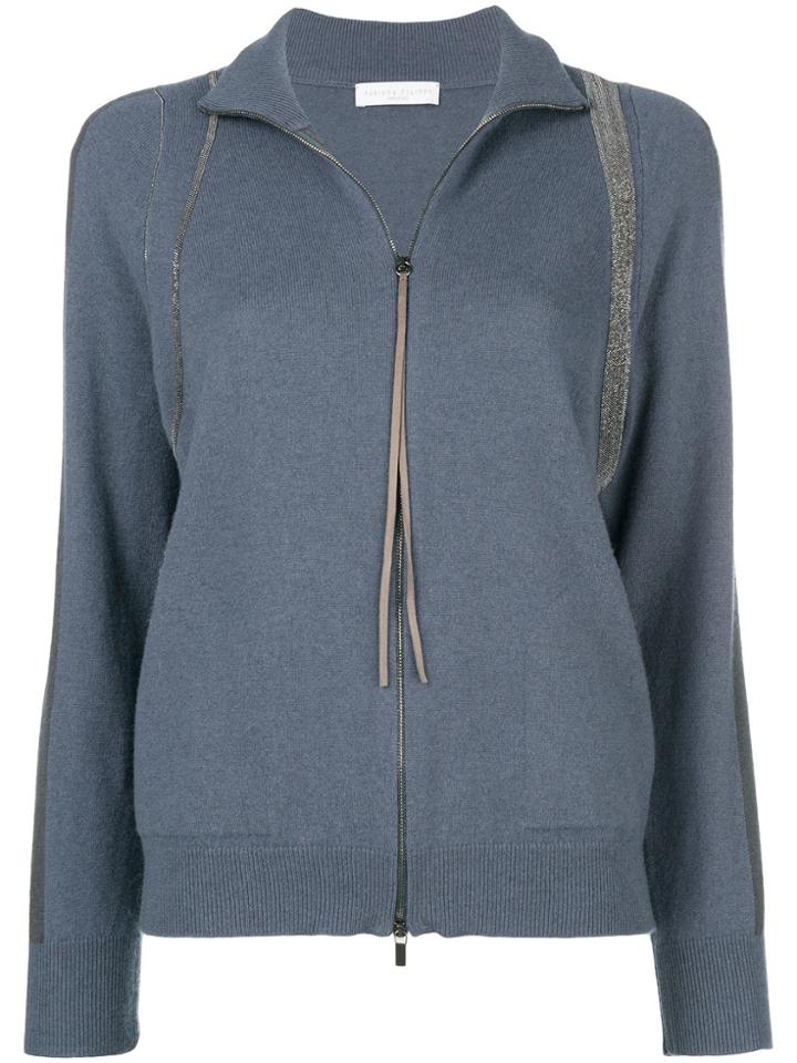 Fabiana Filippi Bead Embellished Zipped Cardigan - Blue