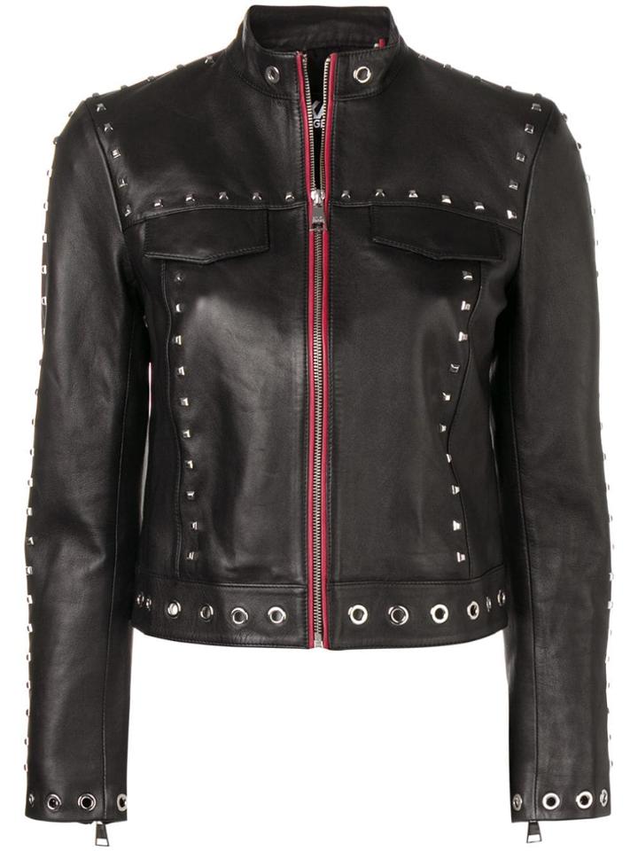 Karl Lagerfeld Studded Leather Jacket - Black