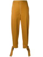 Cédric Charlier Gabardine Tie Band Trousers - Brown