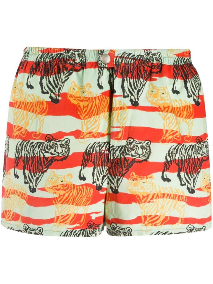 Yves Saint Laurent Pre-owned Tiger Print Swim Shorts - Green