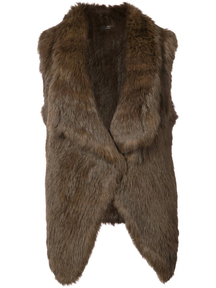Meteo By Yves Salomon Curved Hem Gilet - Brown