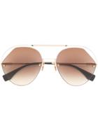 Fendi Eyewear Geometric Framed Aviator Sunglasses - Metallic