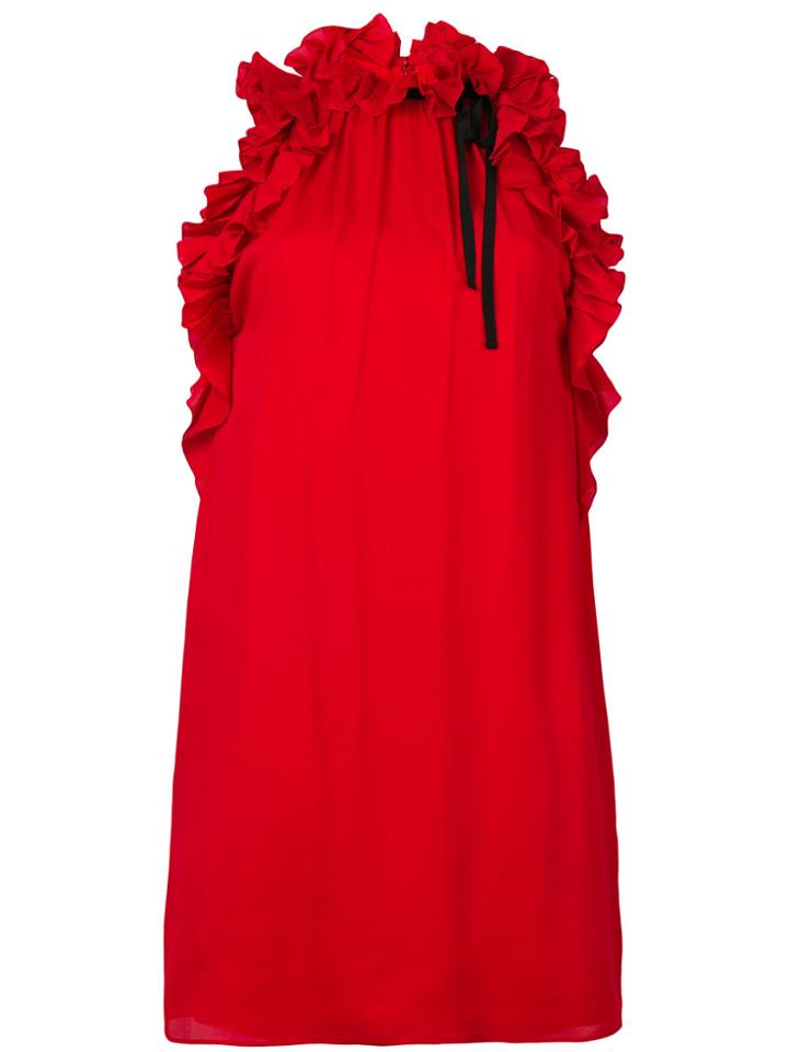 Gucci Ruffled Detail Dress - Red