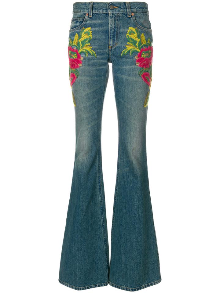 Gucci Embellished Flared Jeans - Blue