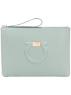 Salvatore Ferragamo Embossed Gancio Clutch - Blue