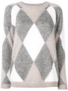 Eleventy Argyle Print Sweater - Grey
