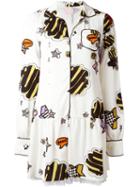 Giamba Icon Print Shirt Dress, Women's, Size: 42, White, Viscose/polyester/cotton