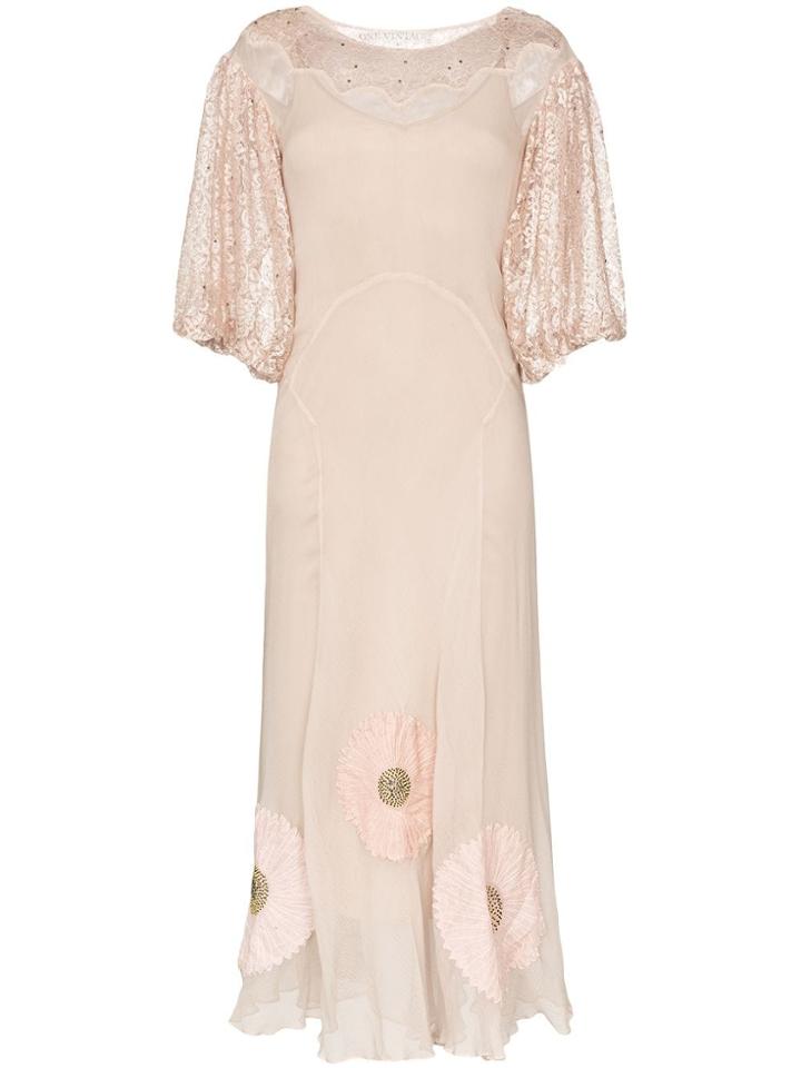 One Vintage Floral Appliqué Maxi-dress - Pink