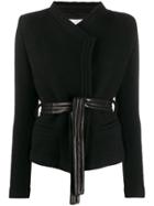 Iro Leather And Wool Belted Jacket - Black