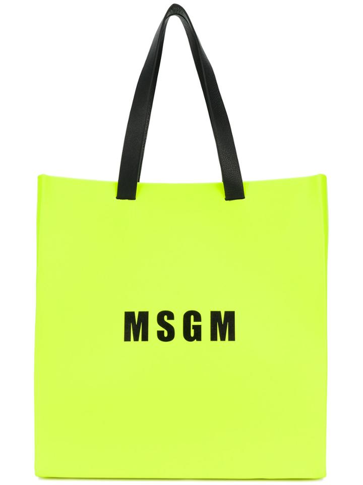 Msgm Logo Print Tote - Yellow & Orange