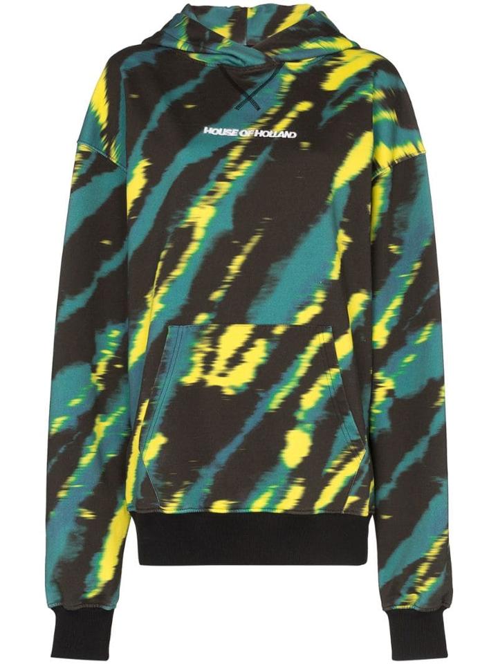 House Of Holland Tie-dye Logo-print Hoodie - Green