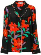 Diane Von Furstenberg Floral Pajama Shirt - Black
