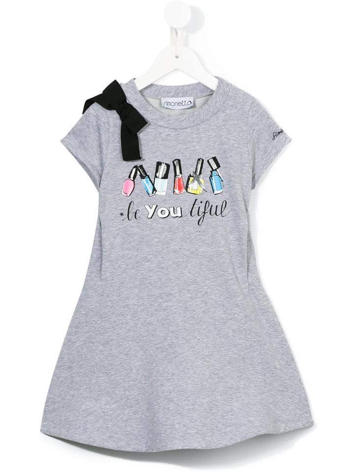 Simonetta Nail Polish Print Dress, Girl's, Size: 10 Yrs, Grey