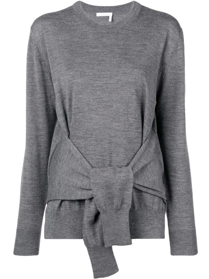 Chloé Fine Knit Tie-waist Top - Grey