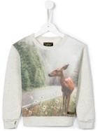 Finger In The Nose 'violetta' Deer Print Sweatshirt, Girl's, Size: 12 Yrs, Grey