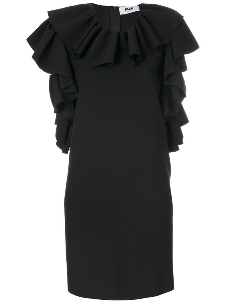 Msgm Sleeveless Ruffle Dress - Black