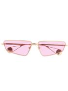 Gucci Eyewear Rectangle Frame Sunglasses - Gold