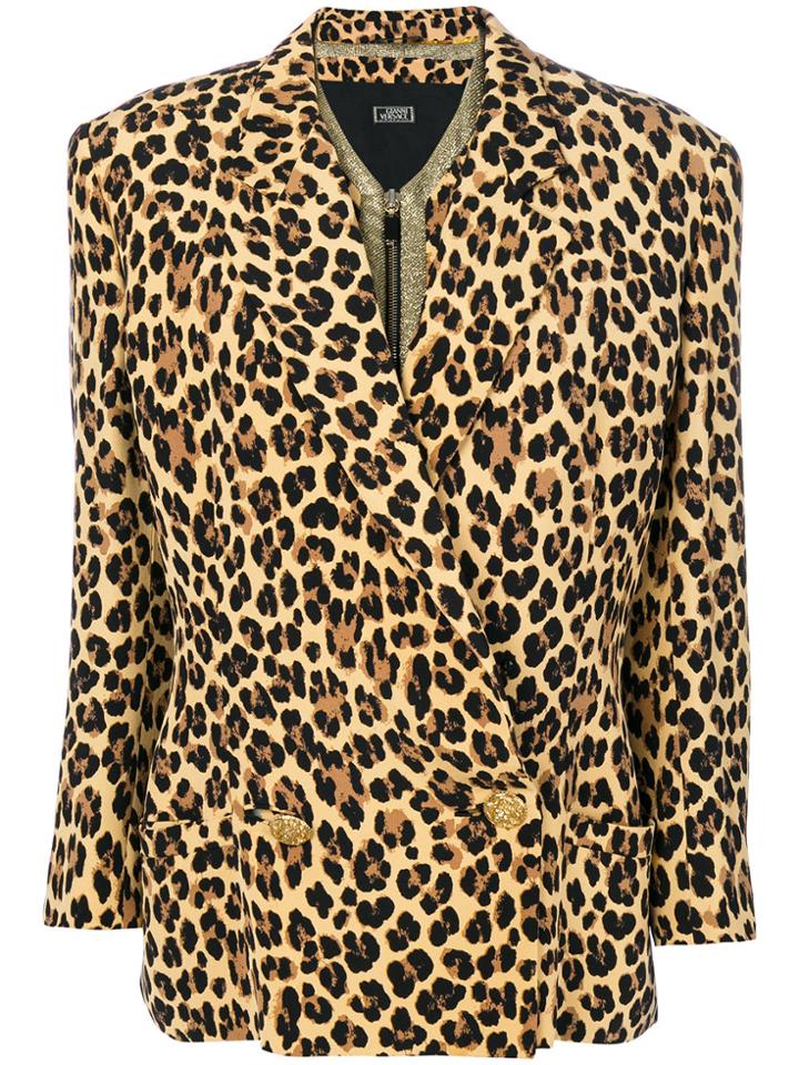 Versace Vintage Leopard Print Jacket - Multicolour