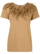 No21 - Ruffled Neck Top - Women - Silk/cotton - 42, Women's, Brown, Silk/cotton