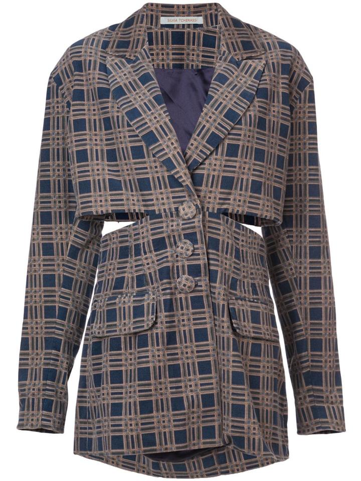Silvia Tcherassi Cut-out Checkered Jacket - Blue