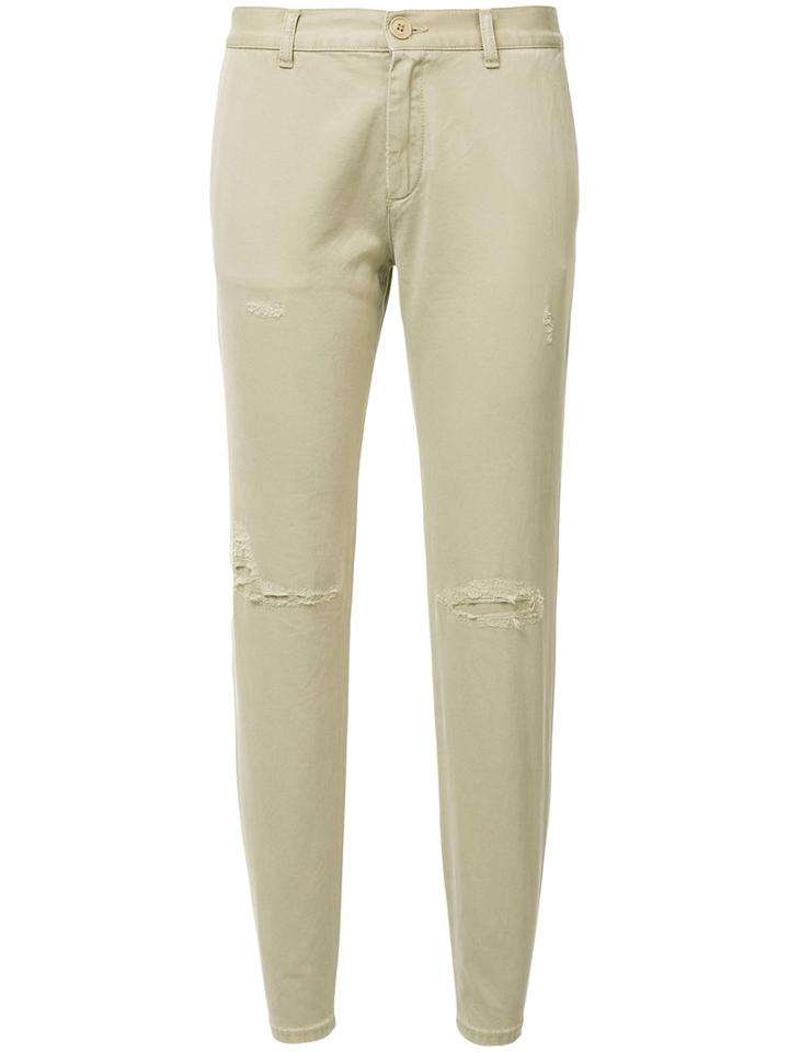 Saint Laurent Repaired Slim Chinos, Women's, Size: 26, Nude/neutrals, Cotton